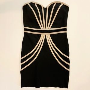 Black sexy strapless cocktail dress